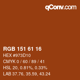Color code: RGB 151 61 16 | qconv.com