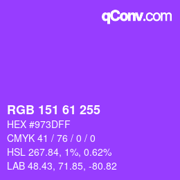 Color code: RGB 151 61 255 | qconv.com