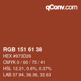 颜色代码: RGB 151 61 38 | qconv.com