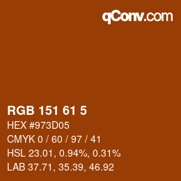 カラーコード: RGB 151 61 5 | qconv.com