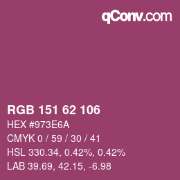 Farbcode: RGB 151 62 106 | qconv.com