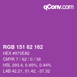 Color code: RGB 151 62 162 | qconv.com