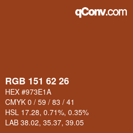 カラーコード: RGB 151 62 26 | qconv.com