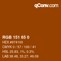 颜色代码: RGB 151 65 0 | qconv.com