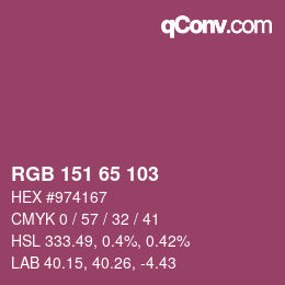颜色代码: RGB 151 65 103 | qconv.com