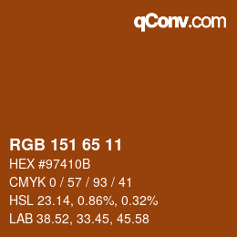 カラーコード: RGB 151 65 11 | qconv.com
