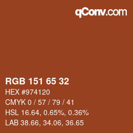 カラーコード: RGB 151 65 32 | qconv.com