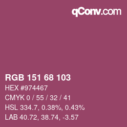 Color code: RGB 151 68 103 | qconv.com