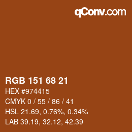 カラーコード: RGB 151 68 21 | qconv.com