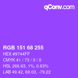 Color code: RGB 151 68 255 | qconv.com