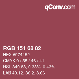 カラーコード: RGB 151 68 82 | qconv.com