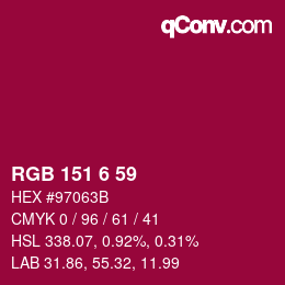 Color code: RGB 151 6 59 | qconv.com
