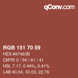 Farbcode: RGB 151 70 59 | qconv.com