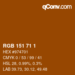 Color code: RGB 151 71 1 | qconv.com