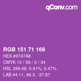 Color code: RGB 151 71 168 | qconv.com