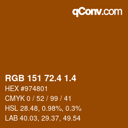 カラーコード: RGB 151 72.4 1.4 | qconv.com