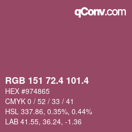 カラーコード: RGB 151 72.4 101.4 | qconv.com