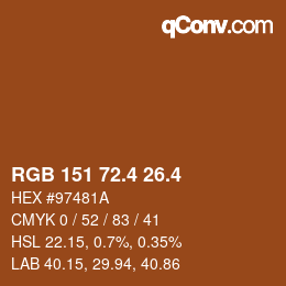 カラーコード: RGB 151 72.4 26.4 | qconv.com