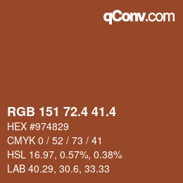 カラーコード: RGB 151 72.4 41.4 | qconv.com