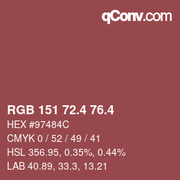 カラーコード: RGB 151 72.4 76.4 | qconv.com