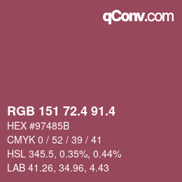 カラーコード: RGB 151 72.4 91.4 | qconv.com