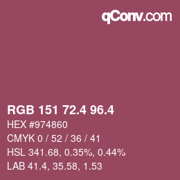 カラーコード: RGB 151 72.4 96.4 | qconv.com