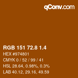 カラーコード: RGB 151 72.8 1.4 | qconv.com