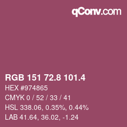 カラーコード: RGB 151 72.8 101.4 | qconv.com