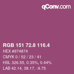 カラーコード: RGB 151 72.8 116.4 | qconv.com