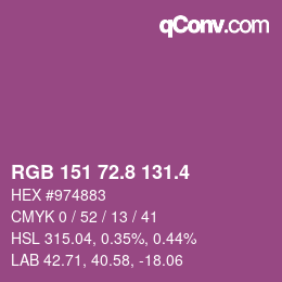 カラーコード: RGB 151 72.8 131.4 | qconv.com
