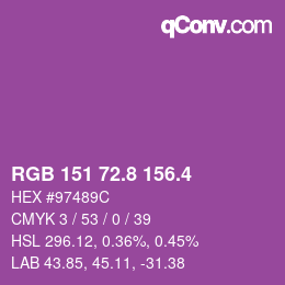 カラーコード: RGB 151 72.8 156.4 | qconv.com