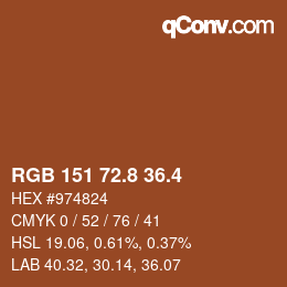 カラーコード: RGB 151 72.8 36.4 | qconv.com
