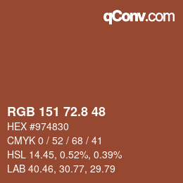 カラーコード: RGB 151 72.8 48 | qconv.com