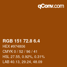 カラーコード: RGB 151 72.8 6.4 | qconv.com