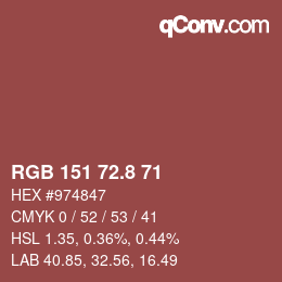 Color code: RGB 151 72.8 71 | qconv.com