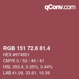 カラーコード: RGB 151 72.8 81.4 | qconv.com
