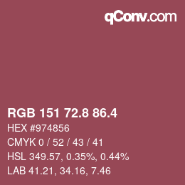 カラーコード: RGB 151 72.8 86.4 | qconv.com