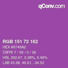 Color code: RGB 151 72 162 | qconv.com