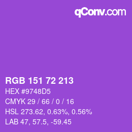 Color code: RGB 151 72 213 | qconv.com