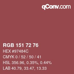 Color code: RGB 151 72 76 | qconv.com