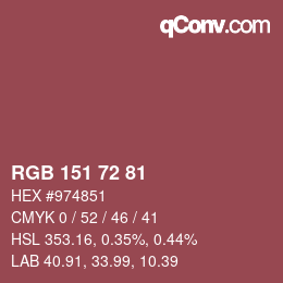 カラーコード: RGB 151 72 81 | qconv.com