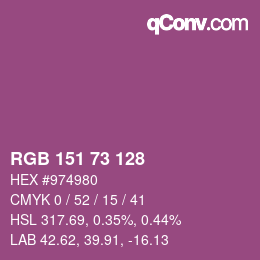颜色代码: RGB 151 73 128 | qconv.com
