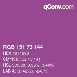 カラーコード: RGB 151 73 144 | qconv.com