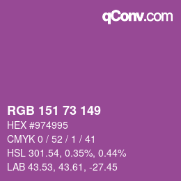 颜色代码: RGB 151 73 149 | qconv.com
