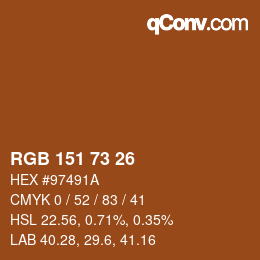 Color code: RGB 151 73 26 | qconv.com