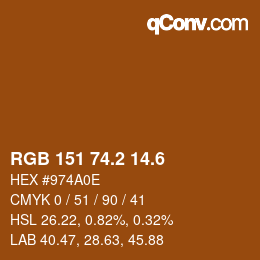 カラーコード: RGB 151 74.2 14.6 | qconv.com