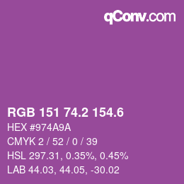 カラーコード: RGB 151 74.2 154.6 | qconv.com