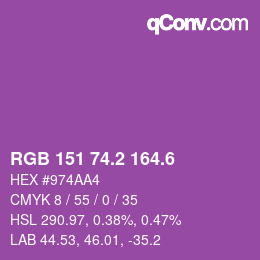 カラーコード: RGB 151 74.2 164.6 | qconv.com