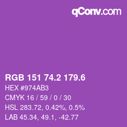 カラーコード: RGB 151 74.2 179.6 | qconv.com