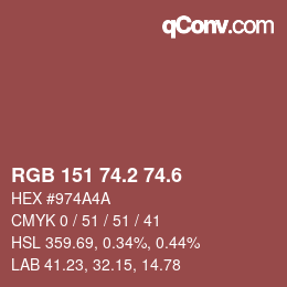 カラーコード: RGB 151 74.2 74.6 | qconv.com
